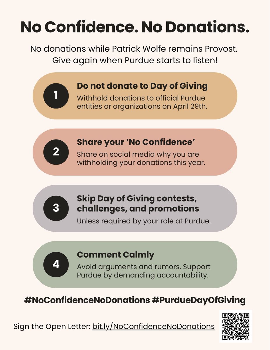 PurdueGrads's tweet photo. #NoConfidenceNoDonations #PurdueDayOfGiving #BoycottDayOfGiving #SavePurdue https://t.co/O7Uk8UCxYG