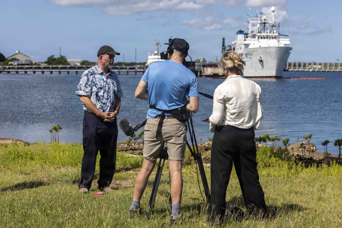NavRegHawaii's tweet photo. James Neuman, Navy Region Hawaii historian, was interviewed on Ford Island for a PBS/National Geographic documentary on Pearl Harbor’s 85th anniversary, covering events before, during, and after Dec. 7, 1941. 
#HawaiiNavy #PearlHarbor #NavyHistory #AmericasNavy250 @JointBasePHH https://t.co/Hzn4glke5L