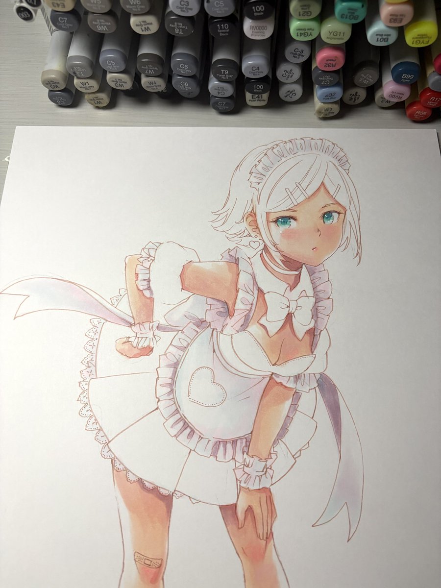 「鏡音リンちゃん お絵描き中¶(⁄=˅̮=∖)⁋」|MayoRiyo まよりよのイラスト