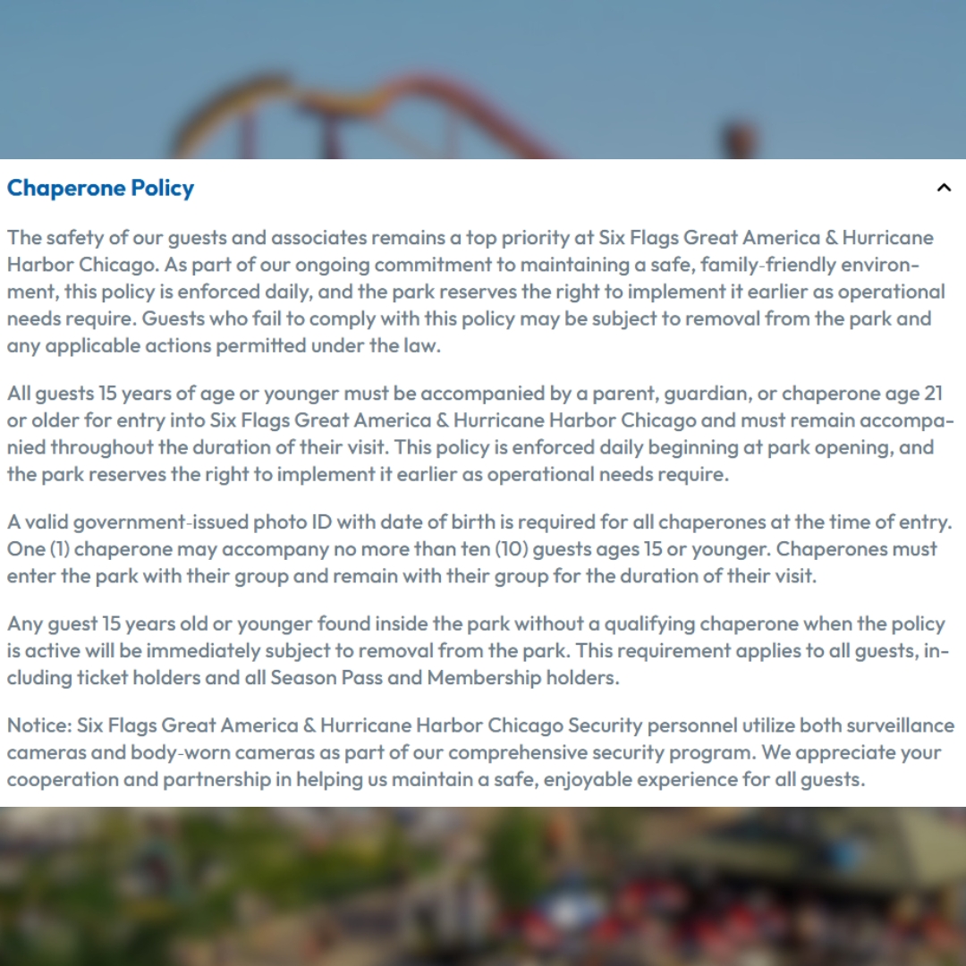 NEW: Six Flags Great America has tightened its chaperone policy ...