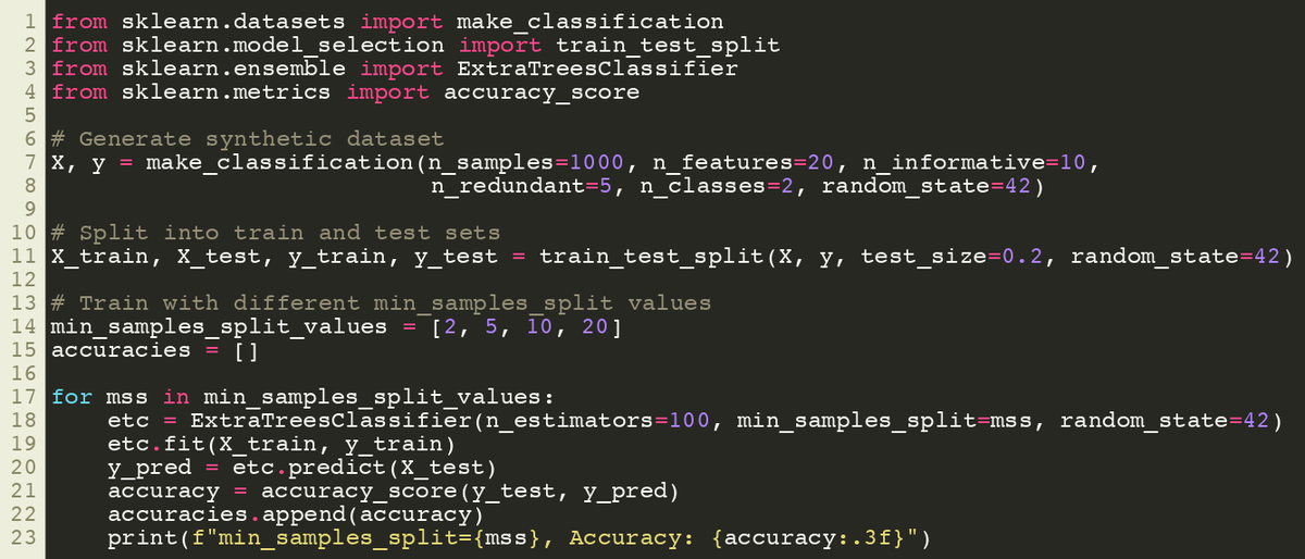 SciKitLearn's tweet photo. Configure ExtraTreesClassifier "min_samples_split" Parameter
https://t.co/qcXoOpPby7

#SciKitLearn #DataScience #MachineLearning https://t.co/CAzwTFjNFT