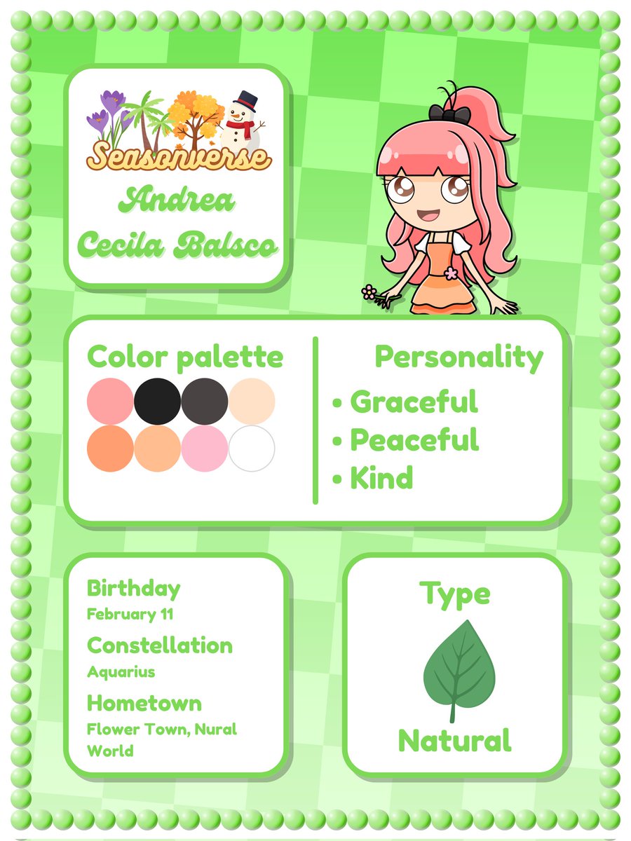 Here's a drawing of my OC Andrea Cecila Balsco as part of Nuralverse's Seasonverse group and there's a biography about her in the second image.

#Nuralverse_Seasonverse #character #oc #originalcharacter #art #fanart #digitalart #ibisPaintX #NuralsColorfulArt