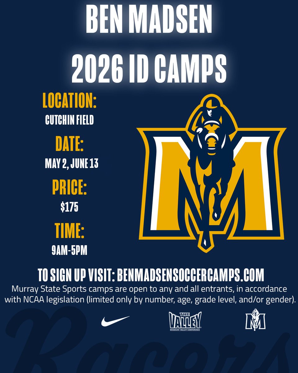 RacersSoccer's tweet photo. This Saturday!

Sign up for @BennyMadsen1's first ID Camp, registration closes Friday. 

#GoRacers🏇 https://t.co/McxNpOXktZ