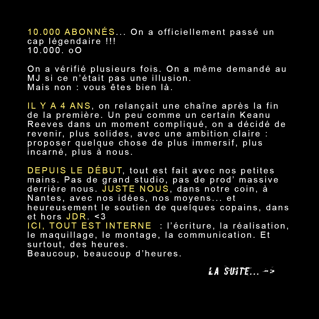 criticalplayjdr's tweet image. 🥳 ON Y EST ! Grâce à vous, nous sommes une chaîne #jdr sur #yt à 10.000 abonnés !!! MAIS TELLEMENT FIERS ET RECONNAISSANTS de votre soutien à cette chaîne. 🥺
10.000 MERCIS !!!
#rpg #ttrpg #deltagreen
#cthulhu #cthulhudark