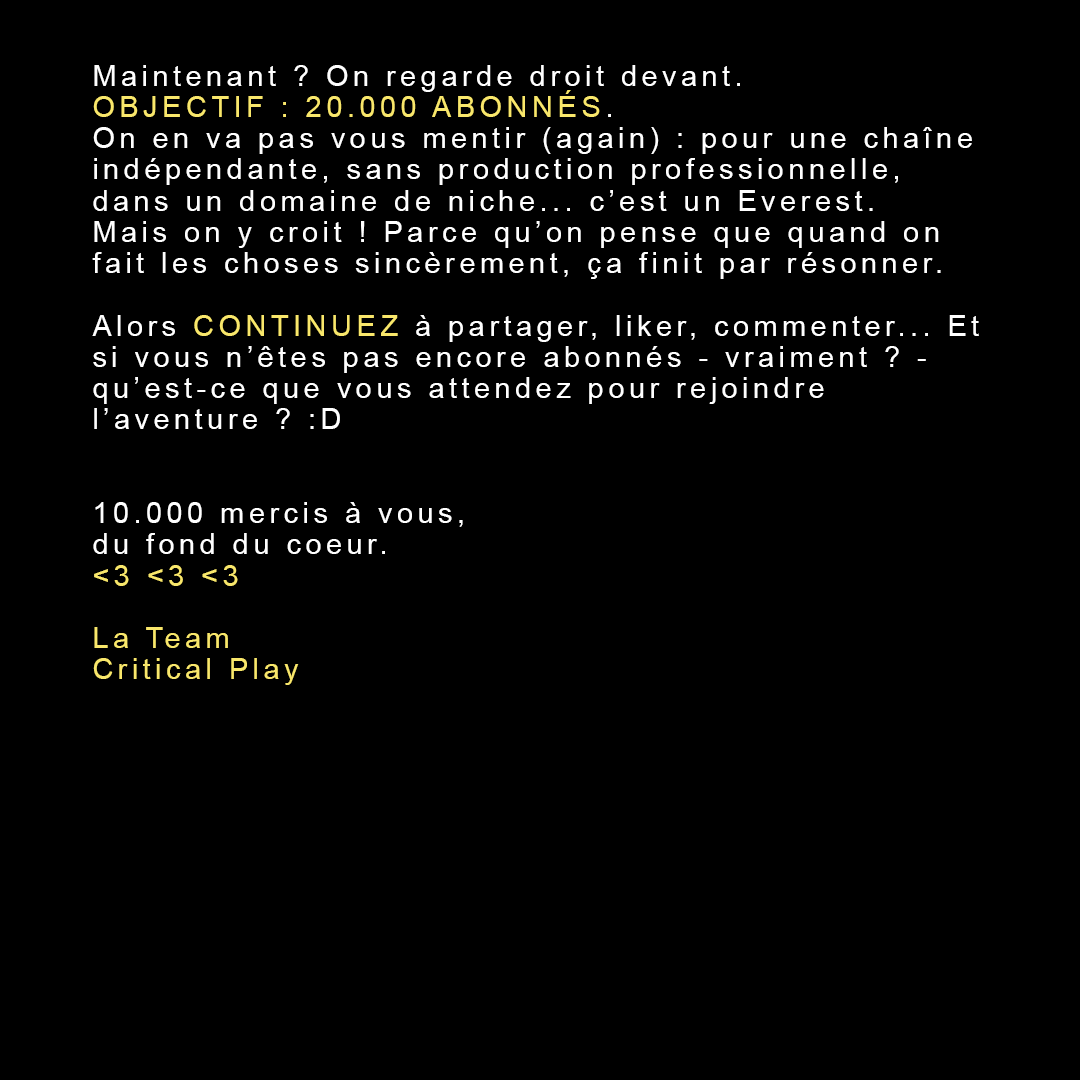 criticalplayjdr's tweet image. 🥳 ON Y EST ! Grâce à vous, nous sommes une chaîne #jdr sur #yt à 10.000 abonnés !!! MAIS TELLEMENT FIERS ET RECONNAISSANTS de votre soutien à cette chaîne. 🥺
10.000 MERCIS !!!
#rpg #ttrpg #deltagreen
#cthulhu #cthulhudark