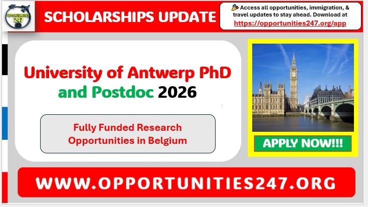 opport_247's tweet image. 📢 University of Antwerp PhD &amp;amp; Postdoc 2026 (Fully Funded, Belgium)

Explore multiple research positions across science, engineering &amp;amp; humanities.

Apply here: opportunities247.org/uantwerpen-phd…

Join updates: 
lnkd.in/dbRGmjwv

#PhD #Postdoc #Scholarships #Belgium #ResearchJobs