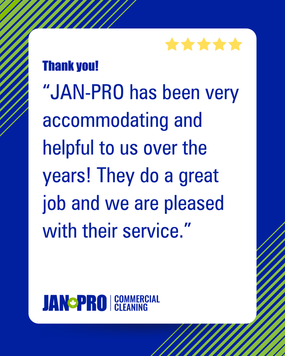 JanProCanada's tweet image. We’re grateful for the long-standing trust our clients place in JAN-PRO. Hearing that our team continues to be helpful and accommodating means a lot. Thank you for letting us support your space over the years! 🙌 #ClientAppreciation #JANPRO