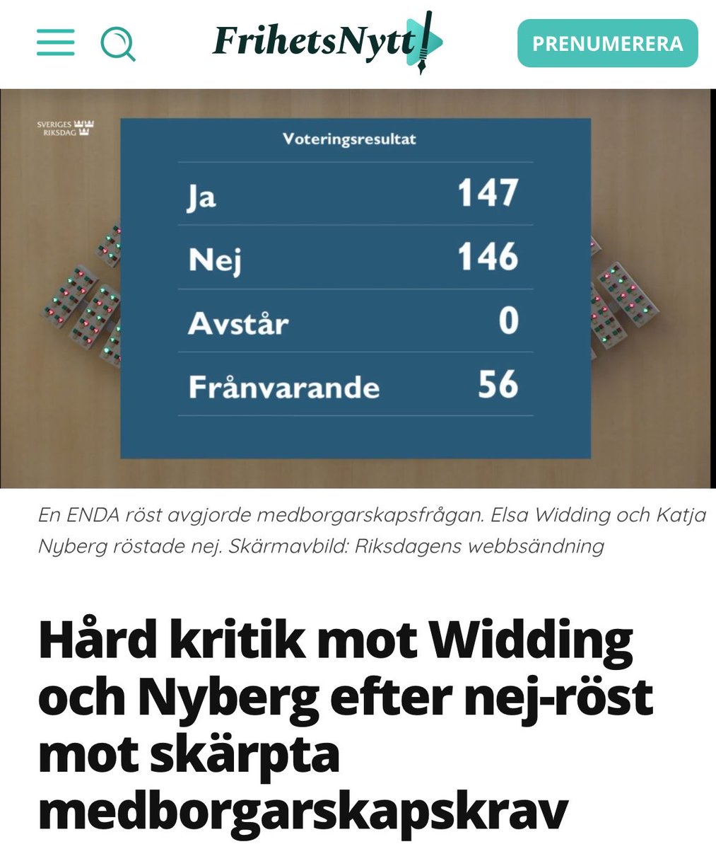 Elsa Widding &amp; Katja Nyberg från Ambition Sverige röstade nej till förslaget om skärpta medborgarskapskrav. Förslaget kom trots detta igenom med en rösts marginal.

Var detta deras största misstag? Kommer man förlora potentiella väljare? Jag tror det.

Eventuellt ställer Widding