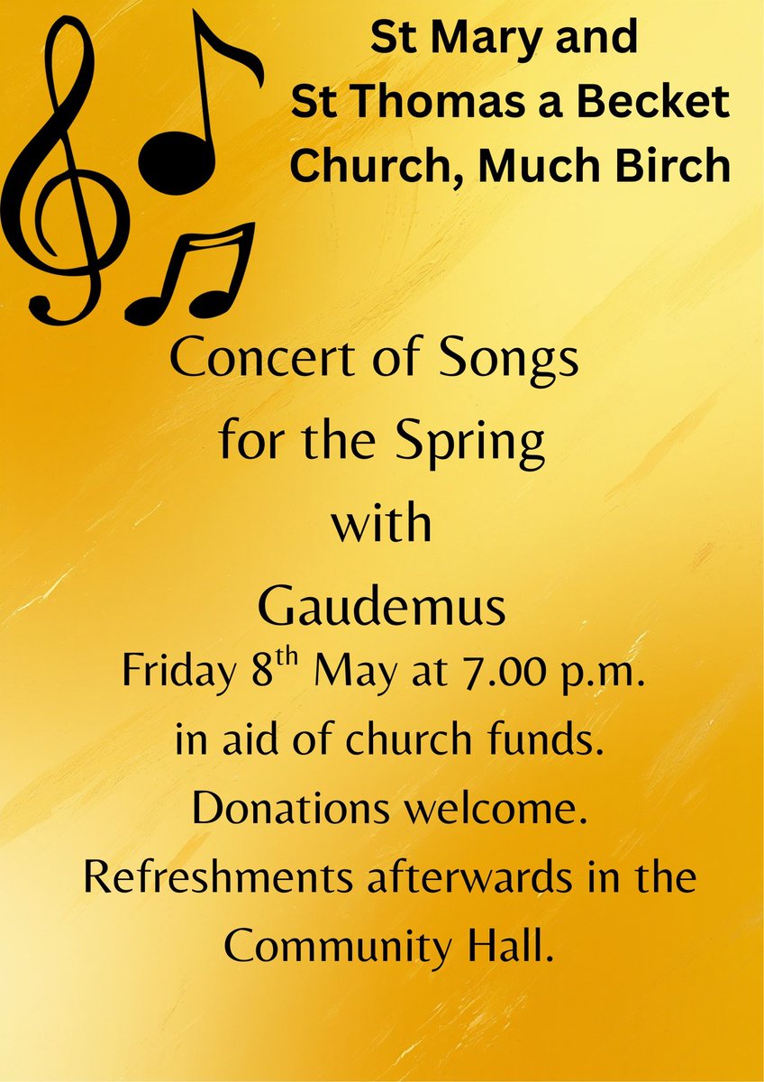 MuchBirchPC's tweet photo. A date for your diary!
Friday 8th May at 7.00 p.m.
All welcome. https://t.co/5R1YwszXFJ