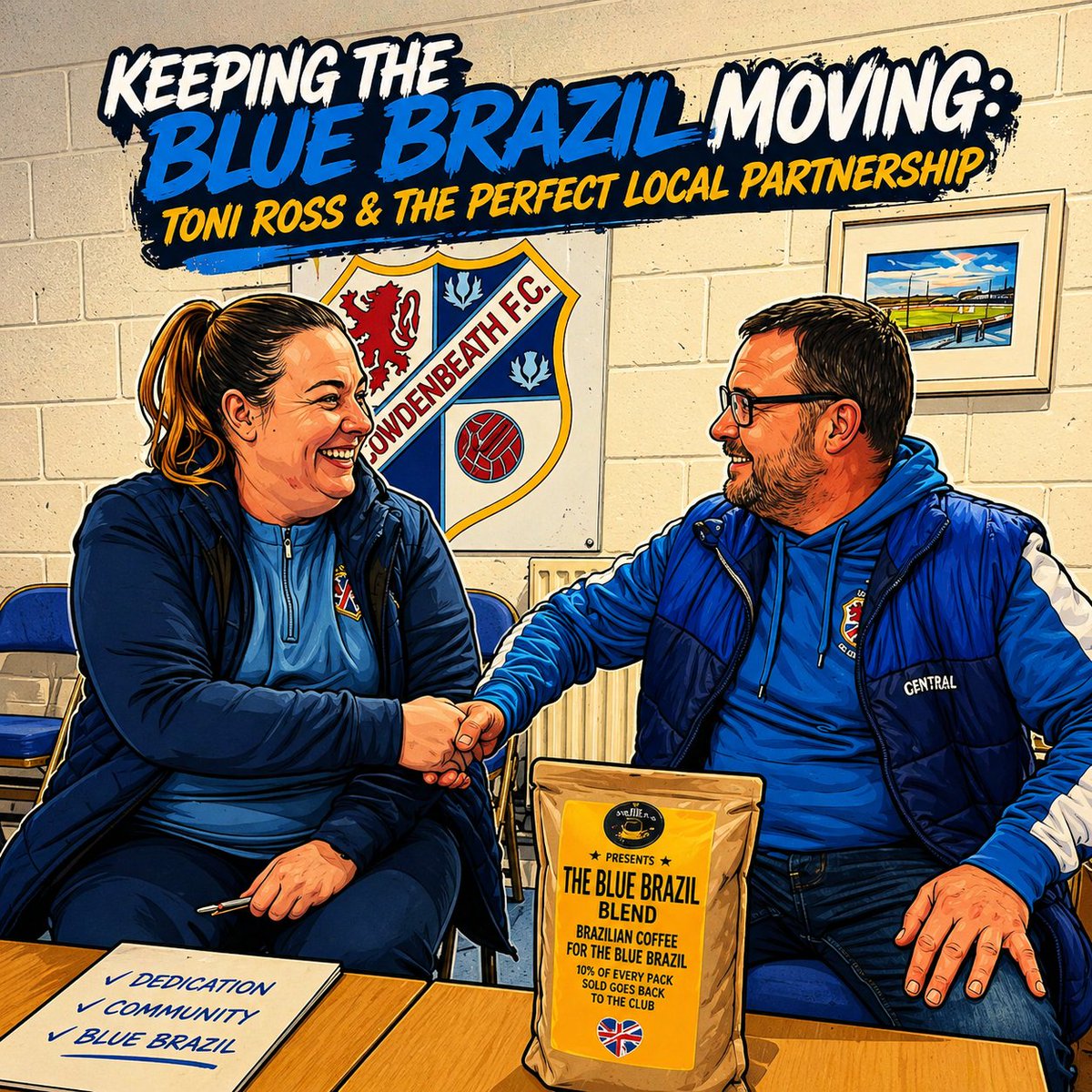 CowdenbeathFC's tweet photo. 𝐊𝐞𝐞𝐩𝐢𝐧𝐠 𝐭𝐡𝐞 𝐁𝐥𝐮𝐞 𝐁𝐫𝐚𝐳𝐢𝐥 𝐌𝐨𝐯𝐢𝐧𝐠: 𝐓𝐨𝐧𝐢 𝐑𝐨𝐬𝐬 & 𝐓𝐡𝐞 𝐏𝐞𝐫𝐟𝐞𝐜𝐭 𝐋𝐨𝐜𝐚𝐥 𝐏𝐚𝐫𝐭𝐧𝐞𝐫𝐬𝐡𝐢𝐩

Our sports therapist 𝐓𝐨𝐧𝐢 𝐑𝐨𝐬𝐬 has already been (re) signed for the 26/27 season, before we’ve even opened up player and staff sponsorships 👀

Backed by The Spiced Cup, 96 High Street Cowdenbeath  (Did we mention Toni runs almost entirely on coffee), it’s a partnership that just makes sense ☕

From keeping the squad on their feet to surviving cut socks and refs in trainers, Toni’s been a different class this season so we’re buzzing to see her get the backing she deserves 💙

Big thanks again to Ewen and The Spiced Cup for the support and aye, the Blue Brazil Blend is as almost as smooth as three points on a Saturday 😉

Grab a coffee and read Toni's full story here - https://t.co/8ZbRm2yhrm

Who’s had a go of the Blue Brazil Blend then? Reviews in the comments please 👇

#BlueBrazil
#PoweredByCoffee
#ToniTapeMaster
#RunOnQueen
#SpicedCupCoffee