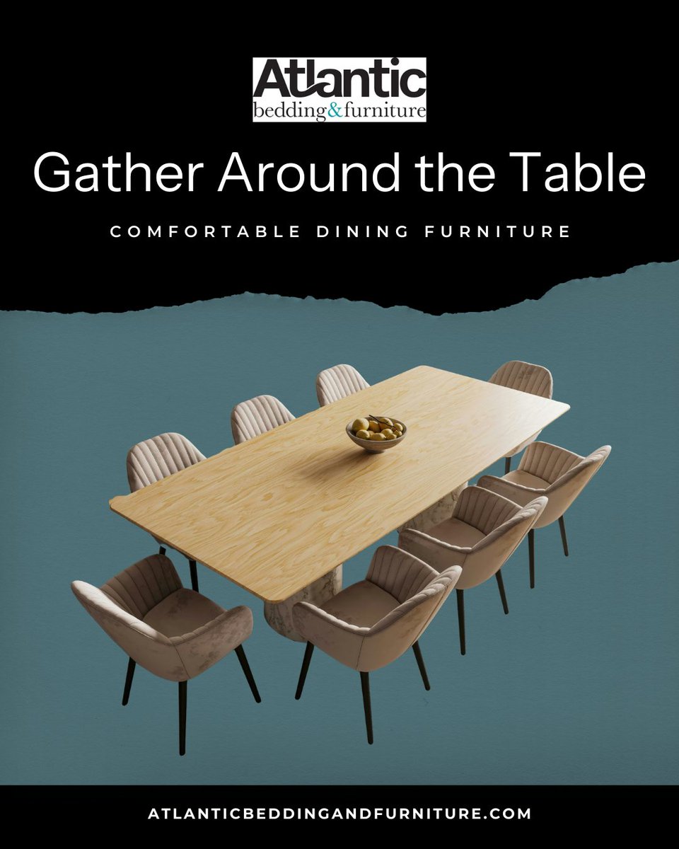 AtlanticBedding's tweet photo. Dining spaces often become the heart of the home. 🍽️

Our showroom includes dining furniture designed to fit both smaller spaces and larger gathering areas across Charleston area homes.

#DiningRoomFurniture #CharlestonFurniture #FurnitureStore #LowcountryLiving https://t.co/RdoDXRhrS0