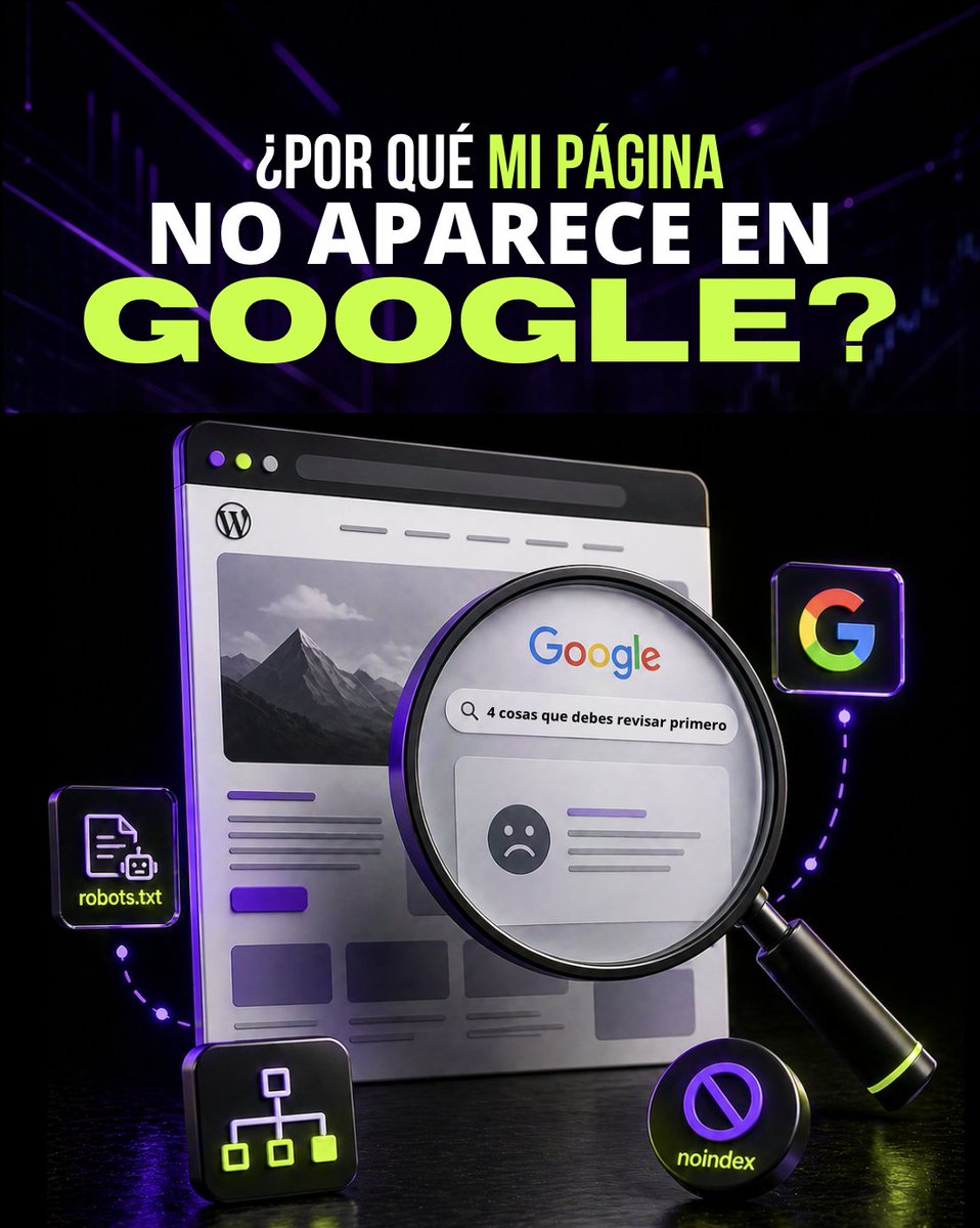 WebziApp's tweet photo. ¿Tu página no aparece en Google?
No siempre es penalización.
A veces Google ni siquiera la ha indexado.
Primero revisa:
• Search Console
• sitemap
• robots.txt
• noindex
Y si todo está correcto, pide indexación con la inspección de URL.
#Webzi #SEO #Google https://t.co/PxzAZrhXmE