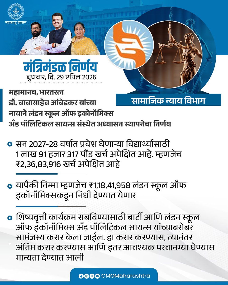 CMOMaharashtra's tweet image. #Maharashtra #DevendraFadnavis #मंत्रिमंडळनिर्णय #CabinetDecision