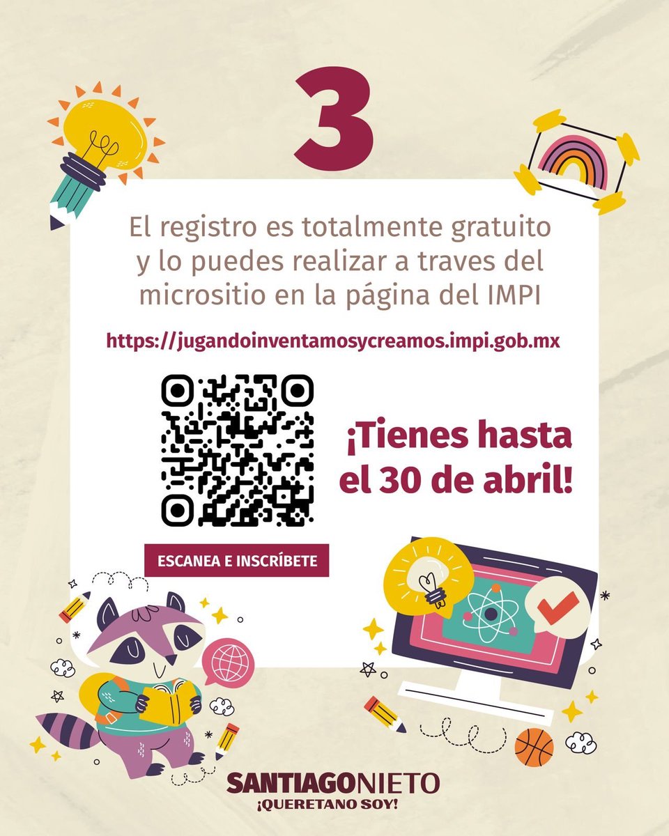 AriesDiavolo5T's tweet image. ¡Sigamos impulsando una generación que crea, propone y transforma!

Consulta la convocatoria y realiza su registro aquí:

👉 gob.mx/.../convocator…... #IMPI

🇲🇽Dr. Santiago @SNietoCastillo⚖️
Director General del @IMPI_Mexico

#Facebook: facebook.com/SantiagoNietoC…