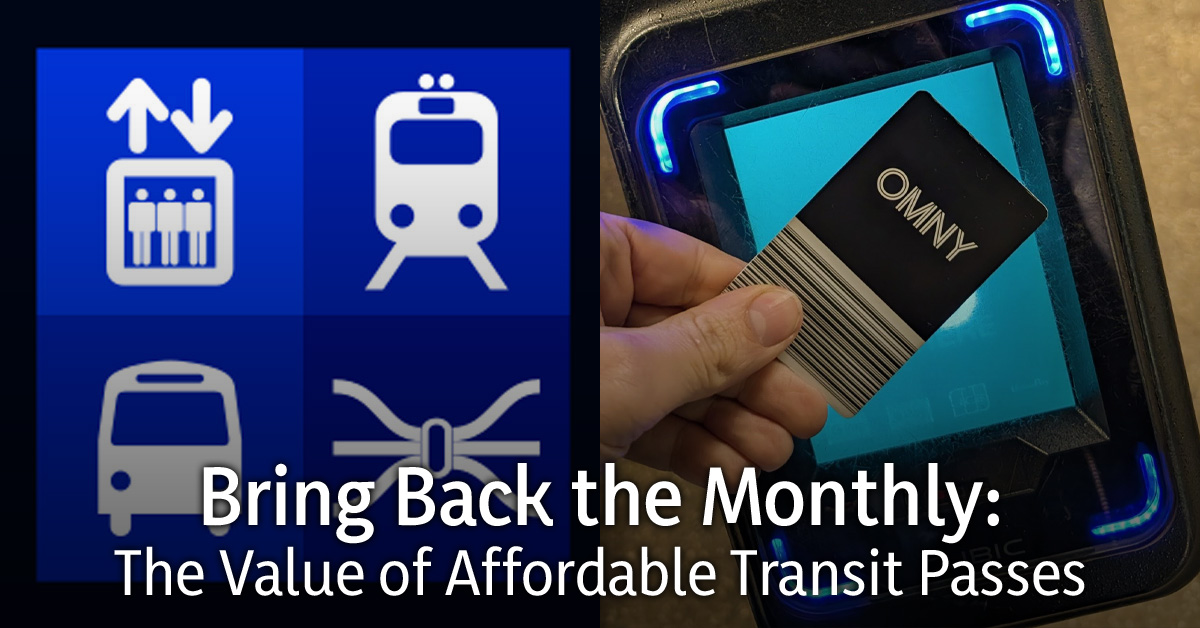 eta_ny's tweet photo. Monthly passes are one of the strongest ways to encourage transit ridership and reduce fare evasion, but the MTA retired the pass when it retired the MetroCard last year. 

In ETA's new report, we look at the advantages of a monthly pass and why the MTA should add it to OMNY. https://t.co/EKCUP5bz57