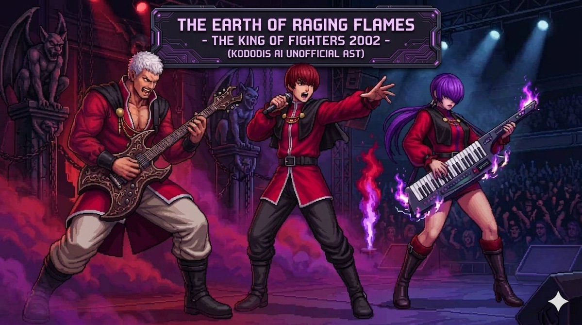 kododisai's tweet image. 🔈 THE EARTH OF RAGING FLAMES - KOF 2002 (UNOFFICIAL AST)

Como diz na música "Amor Secreto Goketsuji": Palavras não vão conseguir expressar! Só ouçam isso! OUÇAM! 😱

👉 Ouça aqui:  youtu.be/1kOXerofd9c

#kof #kof98 #SNK #NeoGeo #RetroGaming