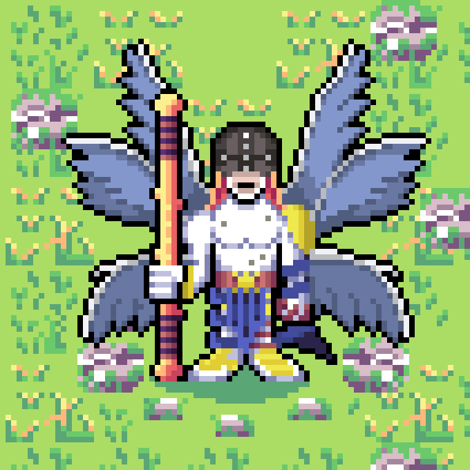KarasuPixelart's tweet photo. My Angemon Pixel art #pixelart #digimon #pixel https://t.co/afdUtuTHrg