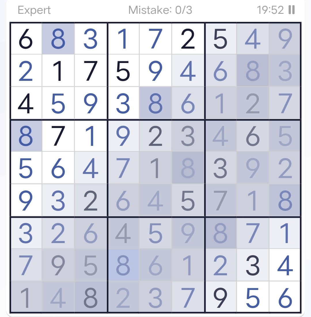 Gungun187702's tweet photo. Skill 11
Today I learned a new skill  solving Sudoku. It’s not just a game, it really sharpens focus and logical thinking.
Tried different levels: 🧩

Easy-4 min 44 sec
Medium-7 min 11 sec
Hard-13 min 05 sec
Expert-19 min 52 sec

#GungunSkills #Skill11 #Sudoku #LearningDaily https://t.co/KmQ0xzzJgJ