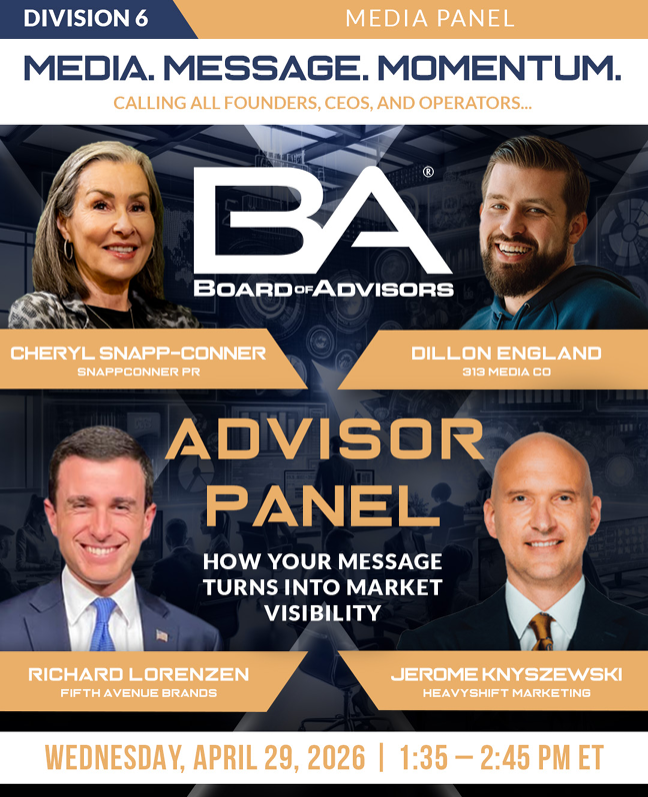 B0ardofAdvisors's tweet photo. Join us TODAY for an elite https://t.co/sp8iQm4mh2 Advisor Panel: Media, Message, & Momentum.
TODAY @ 1:35 PM โ 2:45 PM ET
๐๏ธ Check your calendar for the invite.
Curious how the BA Braintrust builds industry-leading brands? https://t.co/BOjVaDIdI9
#BACommunity #CEOCommunity https://t.co/RP7N16XPhM