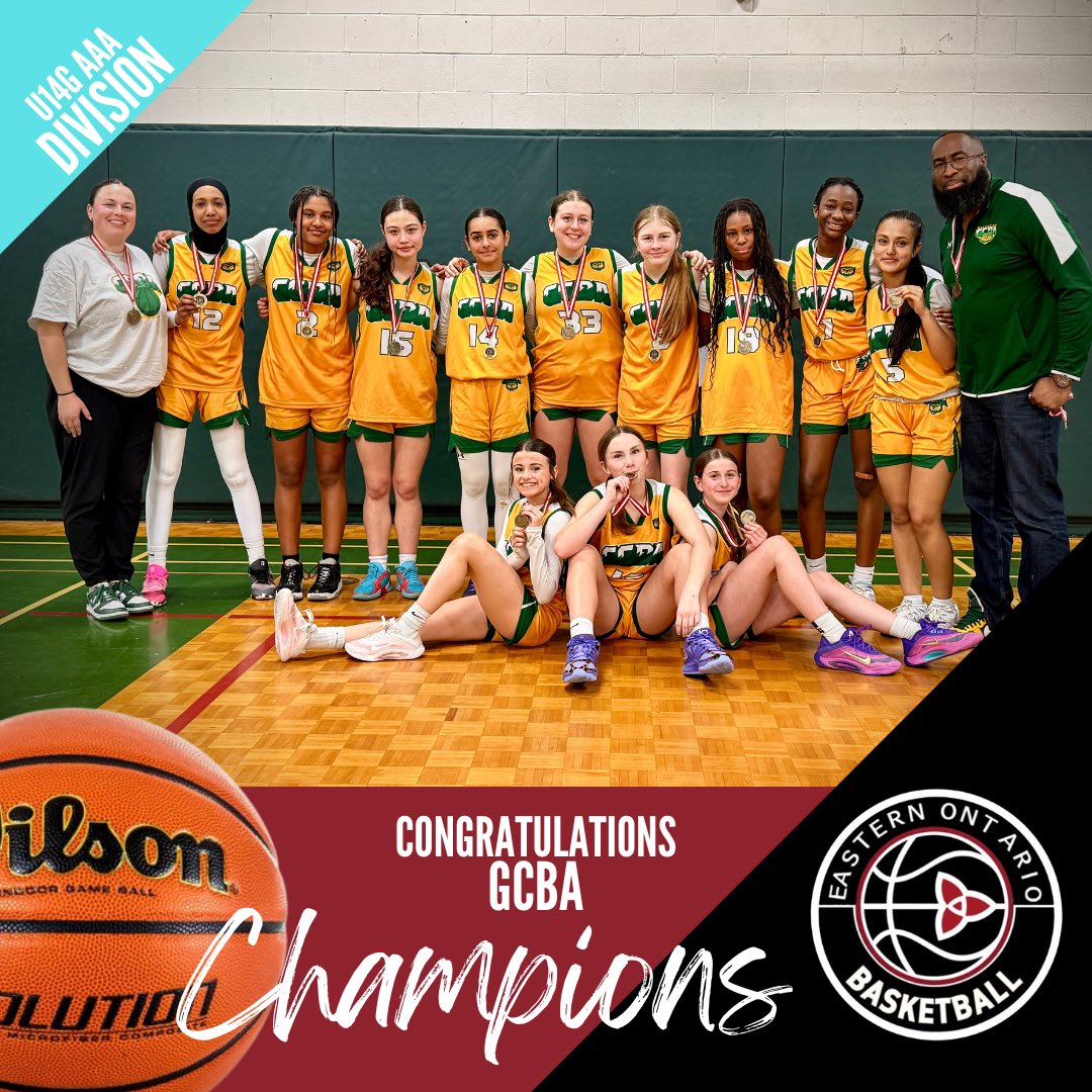 EOBAhoops's tweet photo. Congratulations to the GCBA U14G team who are your 2025-26 AAA Div 1 champions! https://t.co/WsEk1hUch0
