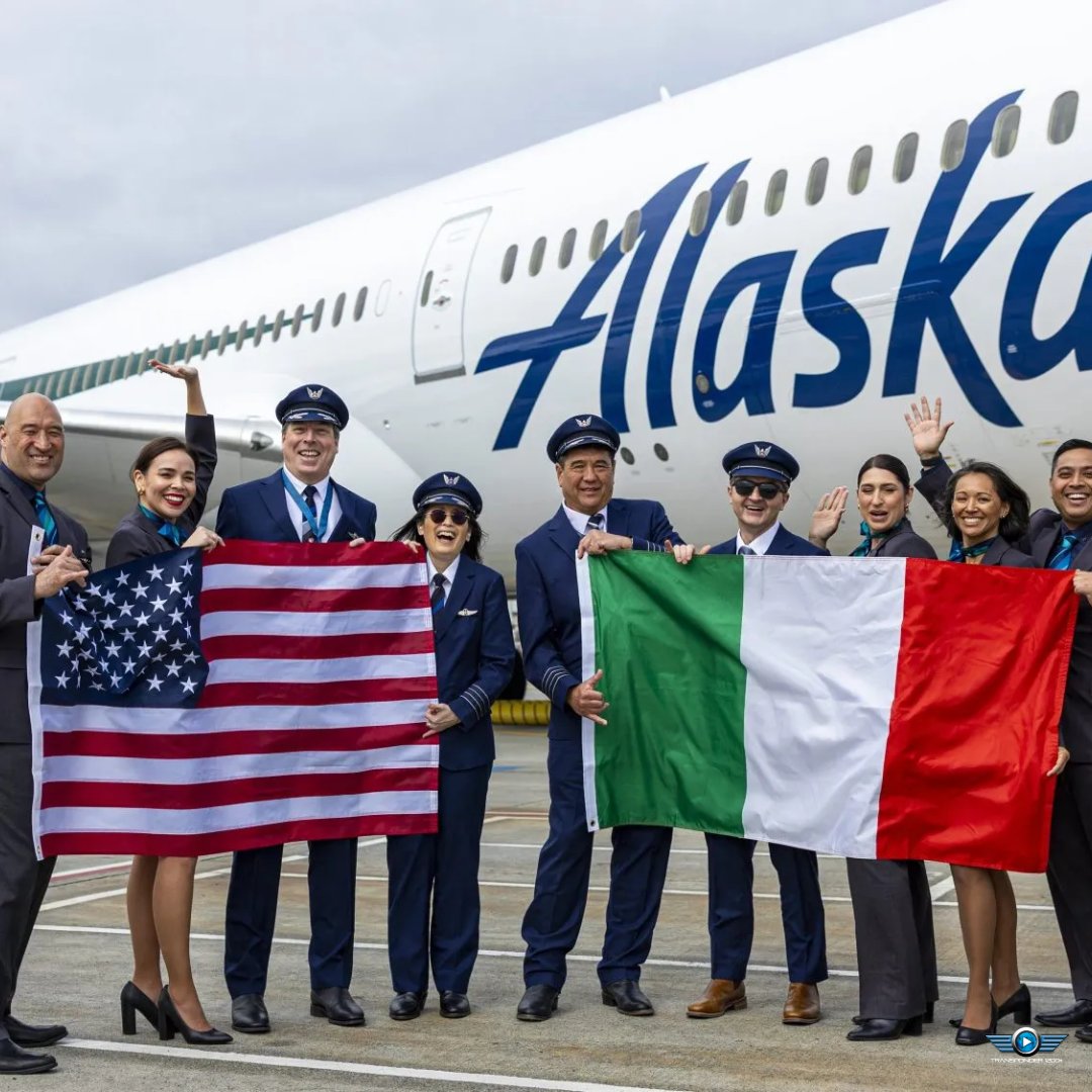 Transponder1200's tweet image. #AlaskaAirlines 🇺🇸 inauguró su primer #nonstop #Seattle-#Roma 🇮🇹. El servicio es diario y estacional hasta el 23 de octubre, operado por #Boeing787-9. Salida: 5:30 p.m. en Seattle; llegada: 1:15 p.m. en Roma. Es la tercera ruta #widebody desde el nuevo hub global de Seattle.
