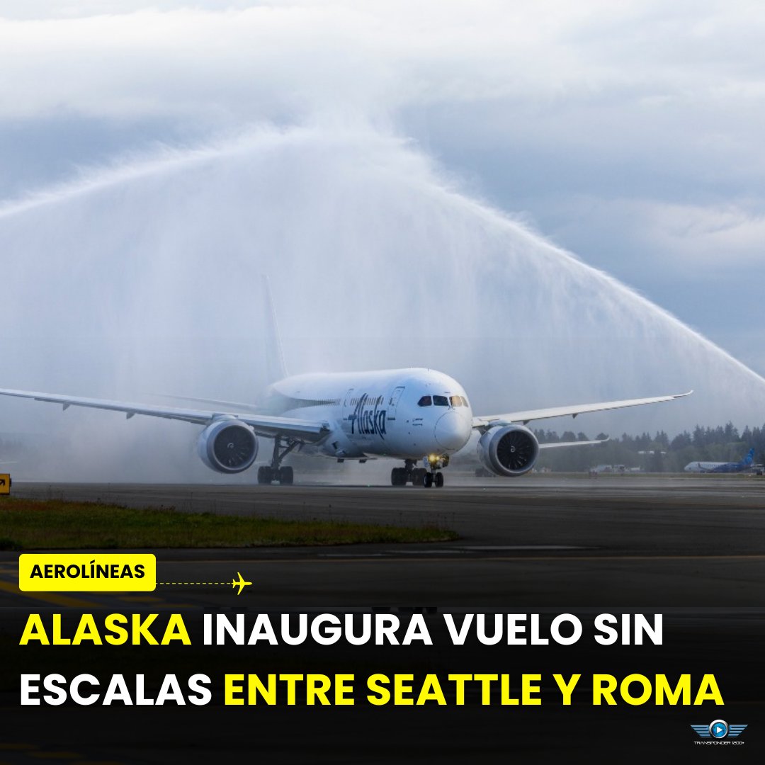 Transponder1200's tweet image. #AlaskaAirlines 🇺🇸 inauguró su primer #nonstop #Seattle-#Roma 🇮🇹. El servicio es diario y estacional hasta el 23 de octubre, operado por #Boeing787-9. Salida: 5:30 p.m. en Seattle; llegada: 1:15 p.m. en Roma. Es la tercera ruta #widebody desde el nuevo hub global de Seattle.