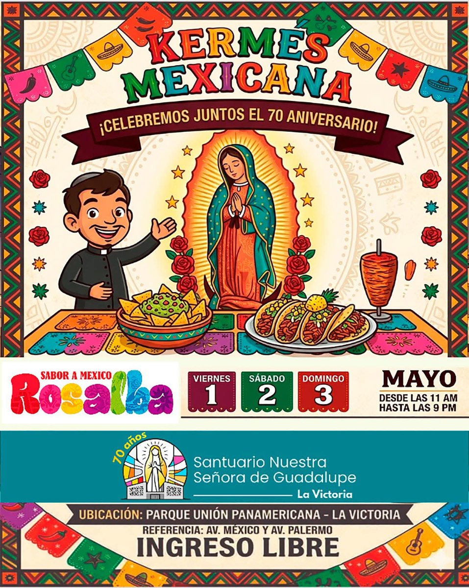 5dimensionperu's tweet photo. 🎉🇲🇽 ¡Estás invitado a celebrar con nosotros! 🇲🇽🎉

#Tacos #TacosenLima

#ParroquiaSantuarioNuestraSeñoradeGuadalupe #70AniversarioParroquiaSantuarioNuestraSeñoradeGuadalupe #KermesMexicana #MexicanosenLima https://t.co/8B6mAYNwUz