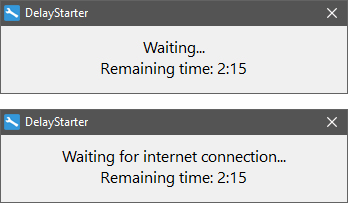 r57zone's tweet photo. DelayStarter update: a utility for delayed apps launch. Apps can be started either when internet becomes available or after a timer expires.
Also supports measuring time to internet availability and playing a sound notification when the condition is met.
https://t.co/jNa8QqyBzY https://t.co/Q0zrmAStsV