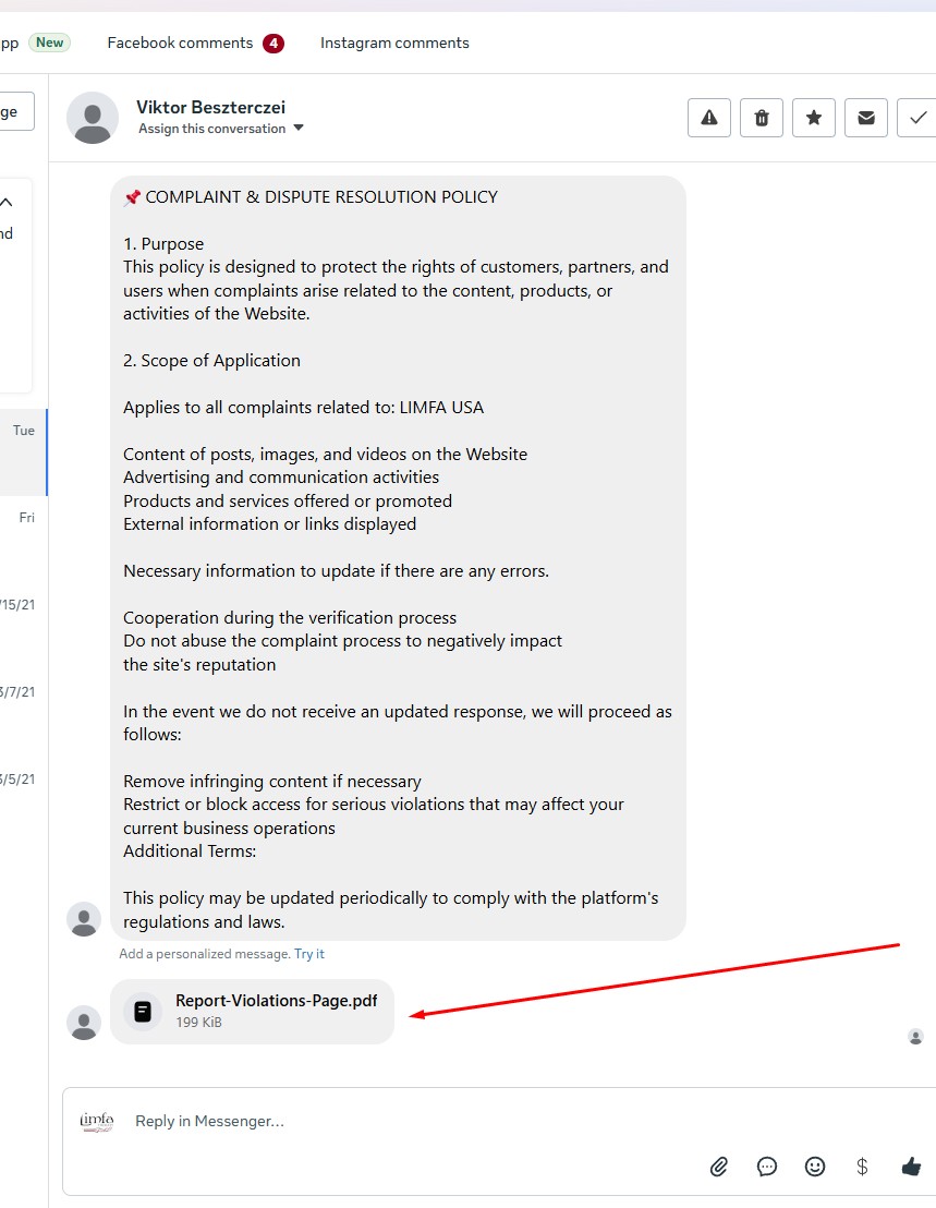 _ <a href="/Meta/">Meta</a> nearly every single business page we've setup gets this scammy message where I am pretty sure the PDF contains a virus. We always ignore these - this should be easy to stop if not legit (why should we have to report it/take risk)? Use AI to trap this crap before it hits.