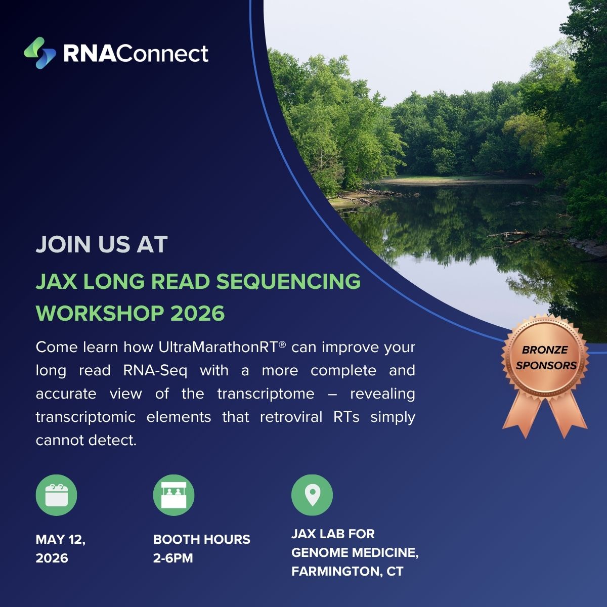 RNA_Connect's tweet photo. Heading to the JAX Long Read Sequencing Workshop, May 11–14?

Connect with RNAConnect to discuss long-read RNA library prep, isoform detection, and getting more from your #PacBio or #ONT data.

@jacksonlab #JAXLRSW26 #RNASeq https://t.co/XFM9O5bpk0