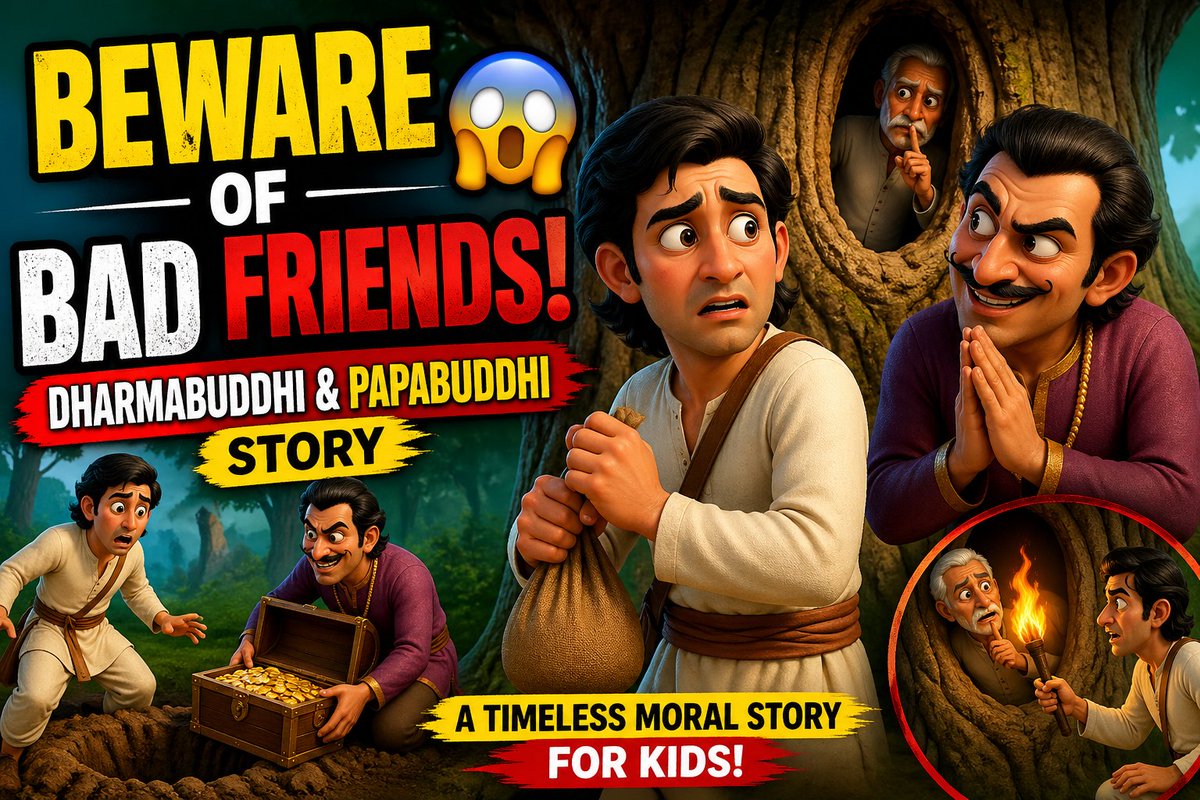 PaulVedant45748's tweet image. Beware of Bad Friends! 😱 | Dharmabuddhi &amp;amp; Papabuddhi Story #kids .Discover the powerful Panchatantra story “Beware of Bad Friends! 😱 | Dharmabuddhi &amp;amp; Papabuddhi Story” — a timeless moral tale that teaches an important life lesson about friendship, trust, and betrayal.
