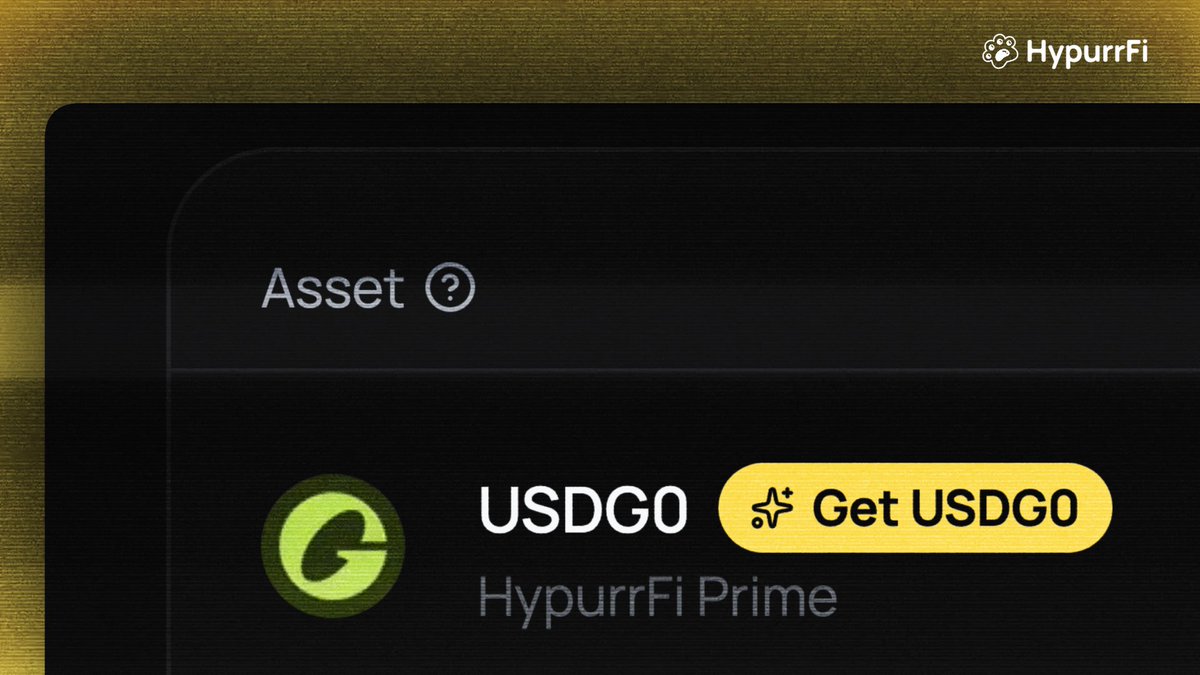 HypurrFi's tweet photo. USDG0 is live on HypurrFi in the @eulerfinance Prime and Yield markets, and in the Earn Vault managed by @ClearstarLabs.

USDG0 issued by @paxoslabs on @LayerZero_Core's OFT standard is the omnichain extension of USDG, a regulated dollar issued by @Paxos,  1:1 backed by USD reserves, and governed by @global_dollar.

Supply to earn, there is significant demand to borrow USDG0 and more stables on HypurrFi.

G0 here: https://t.co/mREOR73Qjb
