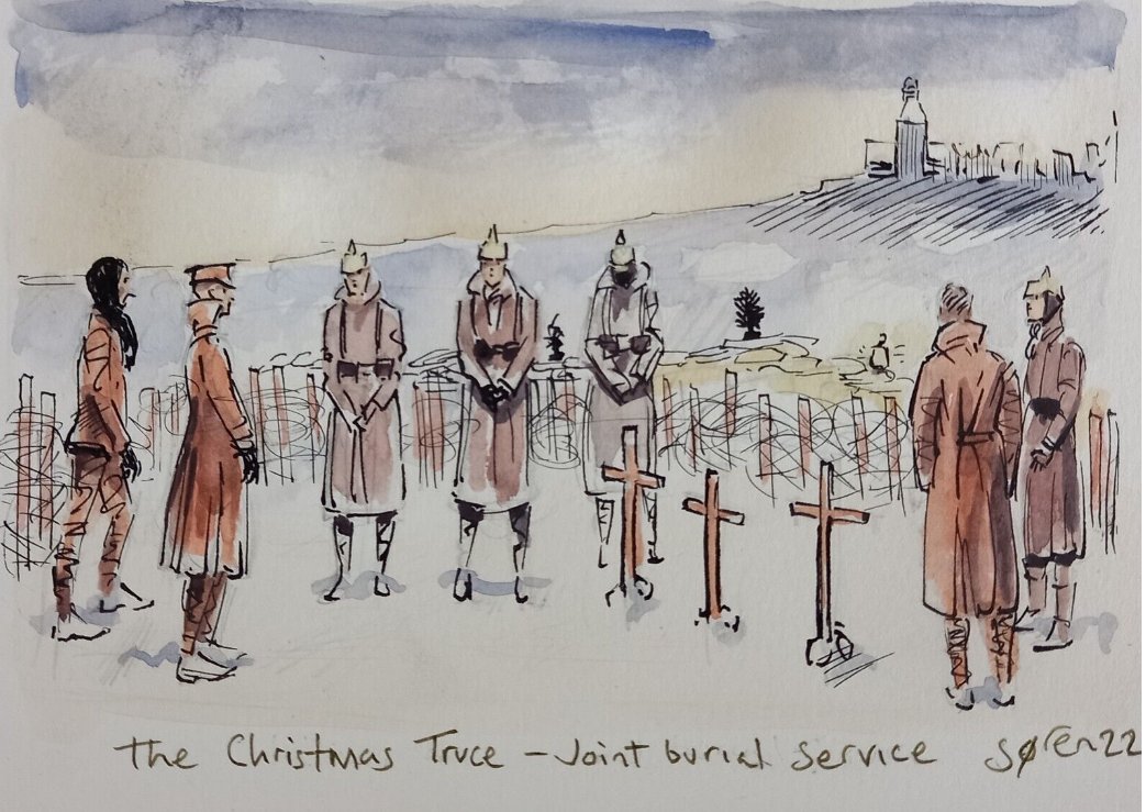NJanagill's tweet image. ORIGINAL Artwork The Christmas Truce Joint burial service 1914 rare ww1
 
&amp;gt; #UNIQUE  #ORIGINAL direct from the  #Artist, when it's gone it's gone!
&amp;gt;From a British artist who has exhibited at the Royal Academy  in London!
#ww1 #christmastruce #ypres ebay.co.uk/itm/3640363764…