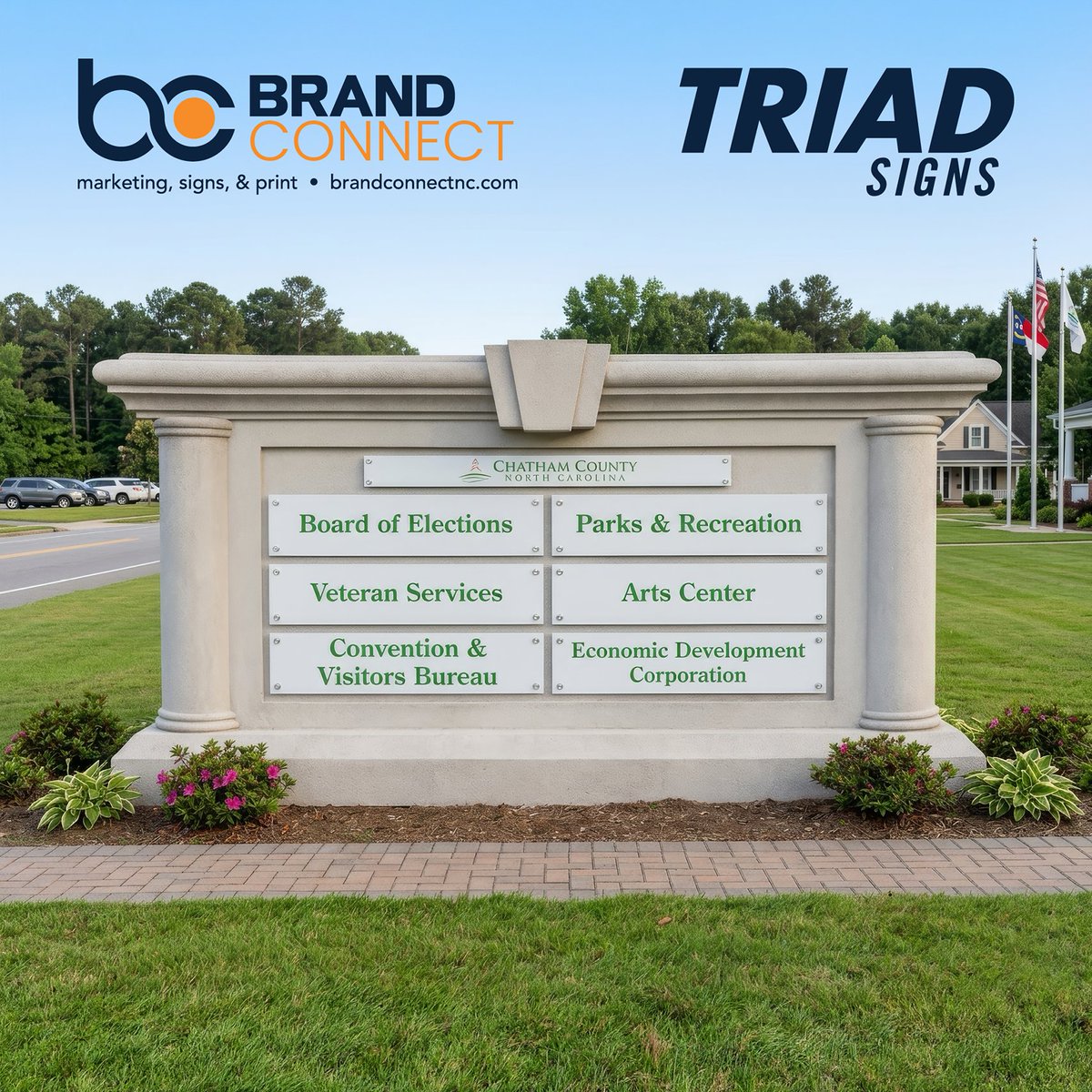 brandconnectNC's tweet image. First impressions matter! Function meets beautiful architecture. We’re proud to showcase this elegant monument sign for Chatham County. From the Board of Elections to Parks &amp;amp; Rec., we make sure local residents know exactly where to go. 
#CustomSigns #ChathamCounty #Wayfinding