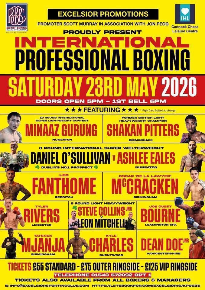 ExcelsiorSc1's tweet photo. Oscar ‘De La Lawyer’ McCracken, the solicitor by day &amp; professional boxing prospect at night, is back in action on our International show next month in Cannock

Son of Spencer McCracken who also trains him, Oscar is now 6-0 as a pro and is aiming for his 1st title later this year https://t.co/IowPJHJWms