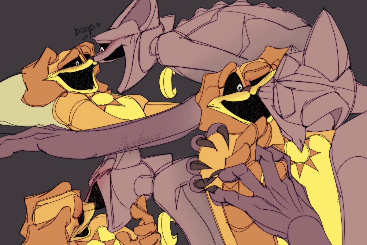 Cringe_Kakava's tweet image. I LOVE the fact that they can't actually kiss. Instead they brush noses and faces and it seems pretty intimate though....
#PoppyPlaytimefanart #SmillingCritters #catnap #dogday #Catnapxdogday