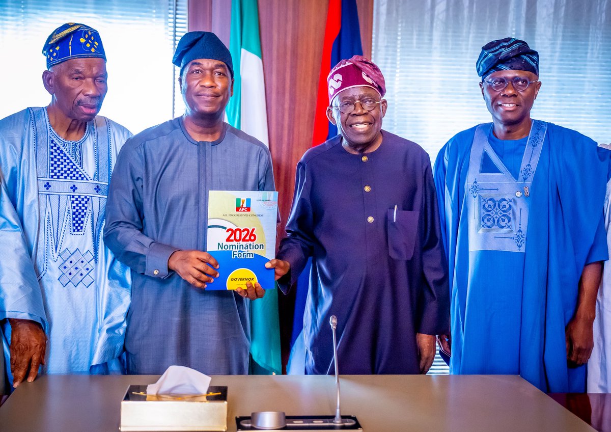 abdullahayofel's tweet photo. BREAKING: President Tinubu endorsed the Lagos GAC's selection of Deputy Governor Obafemi Hamzat as the consensus candidate for the APC in the 2027 Lagos State governorship election. https://t.co/oScs3sLWV7