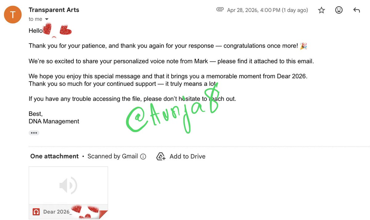 Thank you so much for your voice. It truly means a lot to me, and I feel so happy and grateful to receive something so special—especially knowing it was meant personally for each fan.

ขอบคุณ <a href="/marktuan/">Mark Tuan</a> ที่รักกันตลอดมาค่ะ #Dear2026 🫶🏻🙏🏻😭😭#MarkTuan