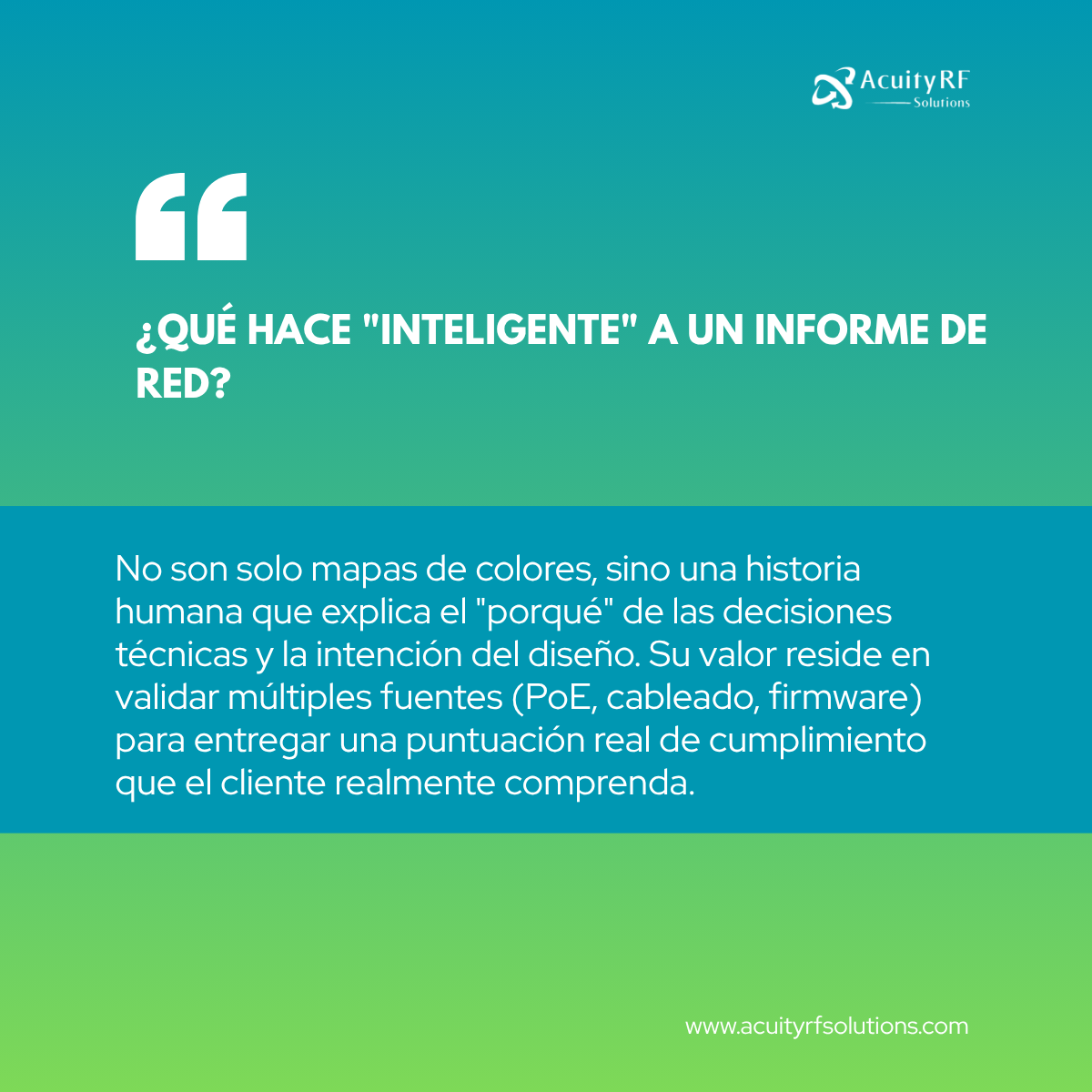 AcuityRF's tweet photo. Es momento de que tus informes de red dejen de ser simples mapas de colores y se conviertan en una herramienta estratégica de valor para tus clientes.
#WiFi #SiteSurvey #Ekahau #RFDesign #Wireless #AcuityRFSolutions https://t.co/5IW9GRPsjm