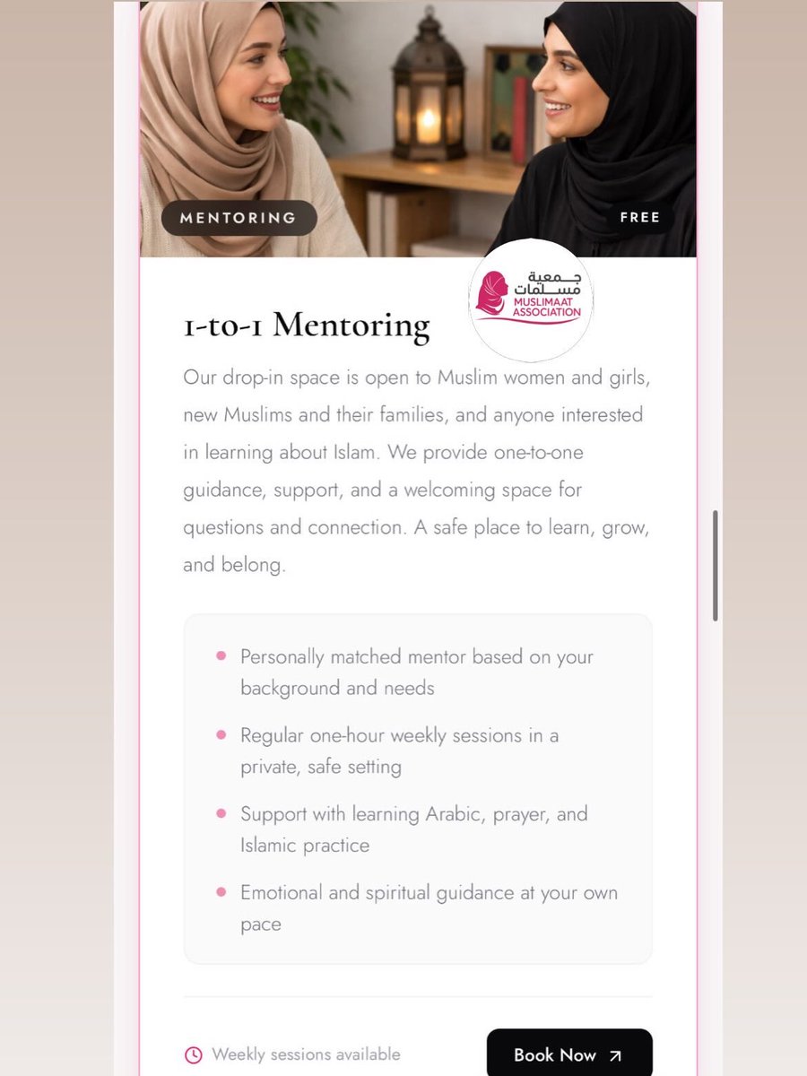MuslimaatAssoc's tweet image. 1. Clean &amp;amp; clear
🌿 1:1 support &amp;amp; prayer classes for sisters
Free, private &amp;amp; confidential 💛
In-person or online

Book here: muslimaat.org/services/
Muslimaat 🌸
#support #newmuslims