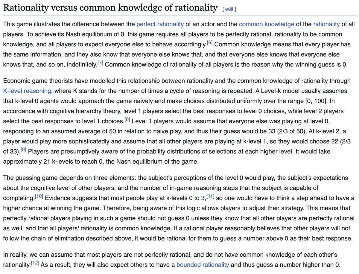 okay so it turns out the main thing i find myself wanting to repeat is "this is a test of theory of mind"

lemme tell a story. at science camp in high school we played a game called "guess 2/3rds of the average." it's exactly what it sounds like: everyone picks a real number