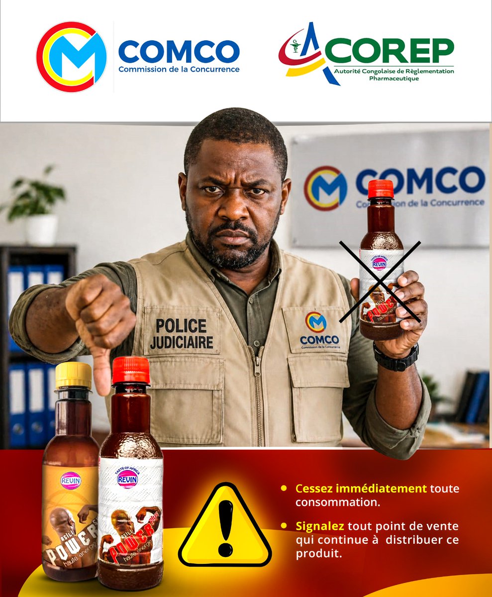 conacrdc2's tweet photo. 📍Cessez immédiatement toute consommation de ces produits.

Nous invitons également toute personne à :
✔️ Signaler tout point de vente continuant à distribuer ces produits
✔️ Partager cette information pr protéger votre entourage
Votre santé et votre sécurité sont notre priorité. https://t.co/zXNHLxtCs8