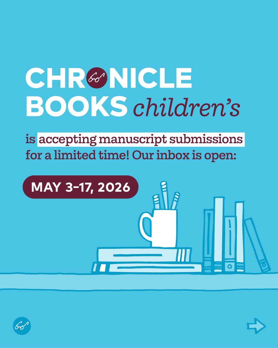 ChronicleKids's tweet image. 📣We are thrilled to announce that for a limited time, we are accepting manuscript submissions for children's books!📚

The submission period is May 3-17, 2026‼️
Visit 🔗chroniclebooks.com/submissions for more details.

We can't wait to hear from you!🩵