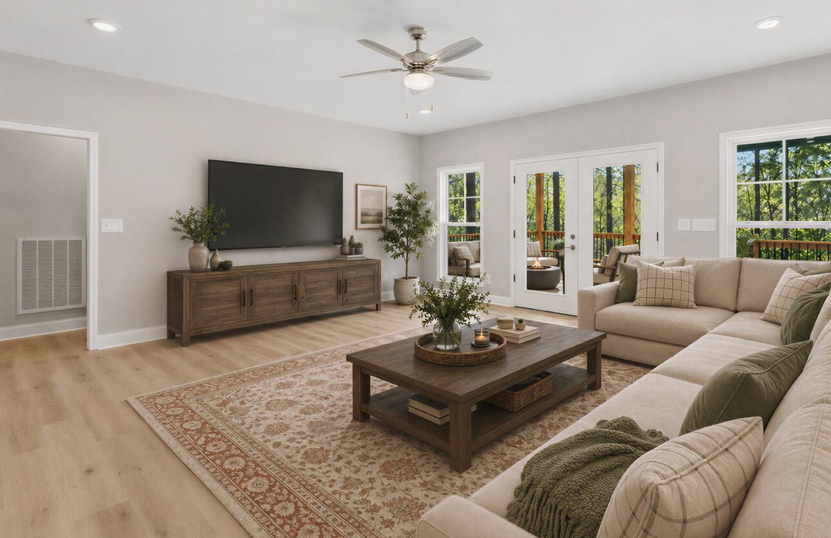 thehomeplace's tweet image. Mediterranean Blue SW 7617. Cedar gable accents. A fire pit deck in the pines. This Oxford MFH in Anderson, SC is 3 bed · 2 bath · 2,094 sq ft of yes 🏡 #CustomHome #SherwinWilliams #AmericasHomePlace #SC #NewConstruction