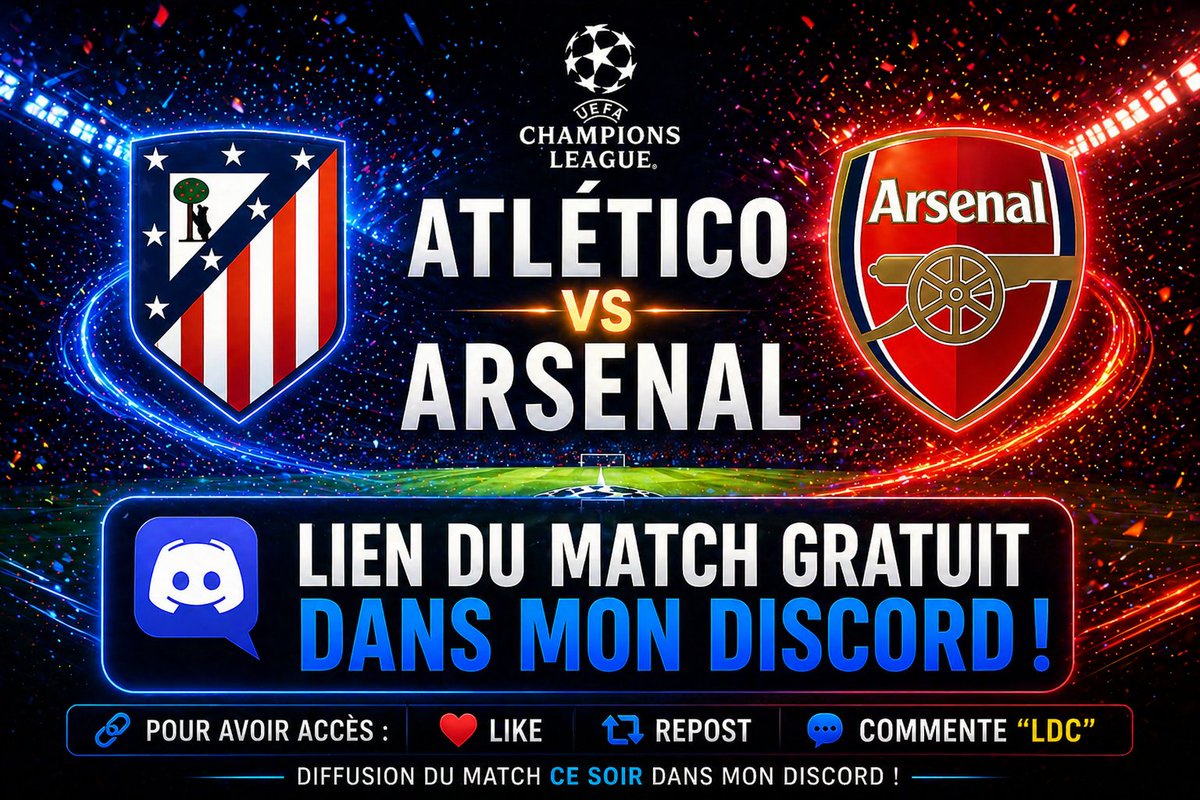 ⚽ Atlético⚡️ Arsenal

⏰ 21H00

👉LIEN DU MATCH : discord.gg/hibouxtv

RT + FOLLOW <a href="/RLobyy33276/">Spinzo</a>  POUR ACCÈS 🩷

#UCL #LDC #ChampionsLeague #Football