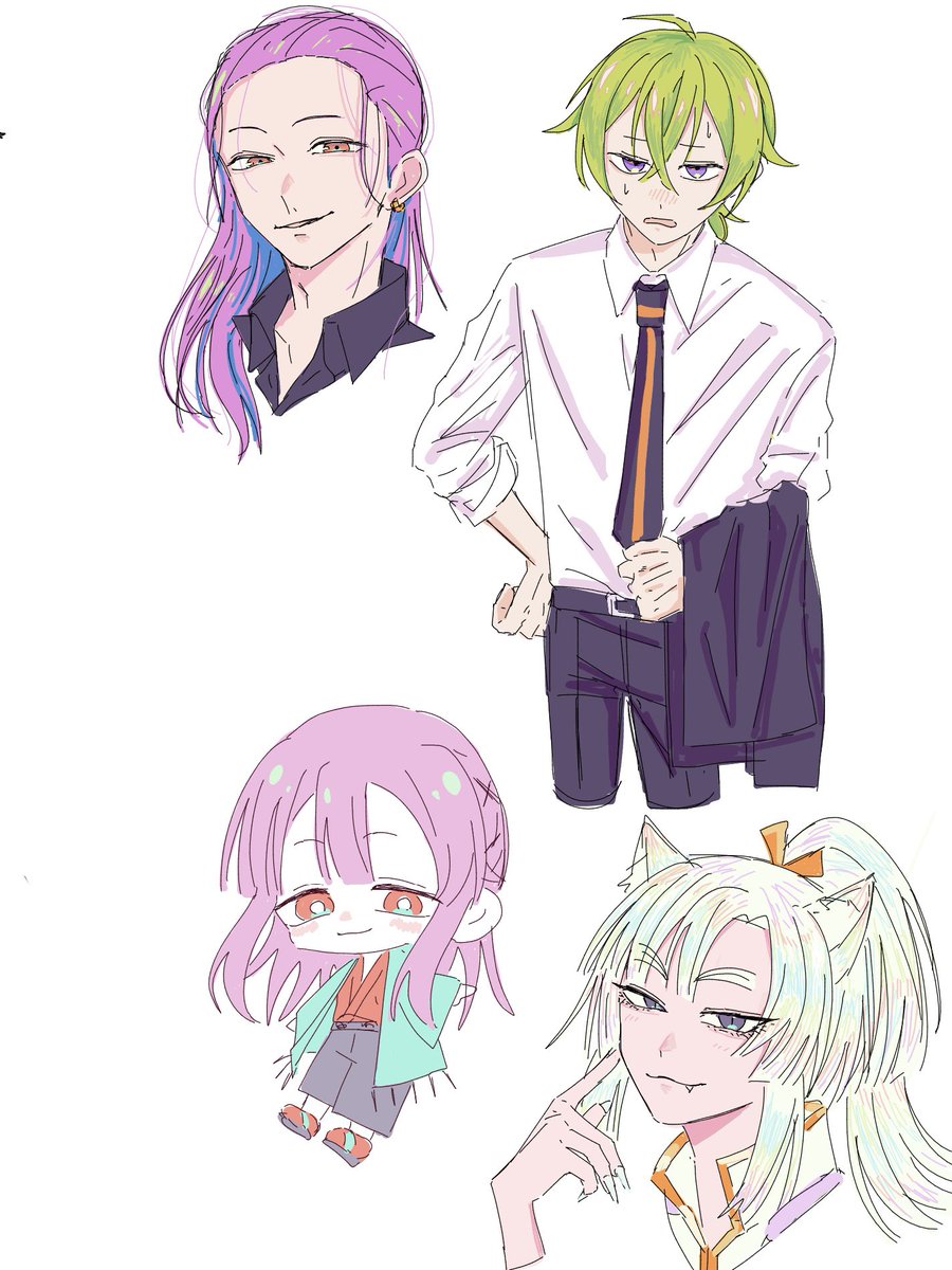 sykamykrym's tweet photo. 本日の成果物　夏の所縁くん、かわ���い拝島去記、小さいくらみ、オールバック昏見有貴 https://t.co/3KDUMXsdMM