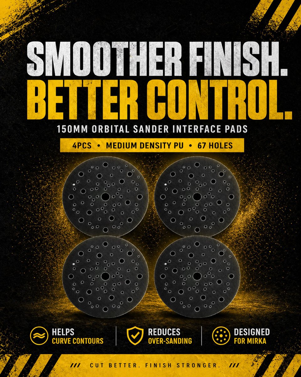 SabreCut_'s tweet image. Smoother finish. Better control.
4pcs • 150mm • medium density PU • 67 holes
Built for cleaner, more controlled sanding.
#SabreCut #PowerTools