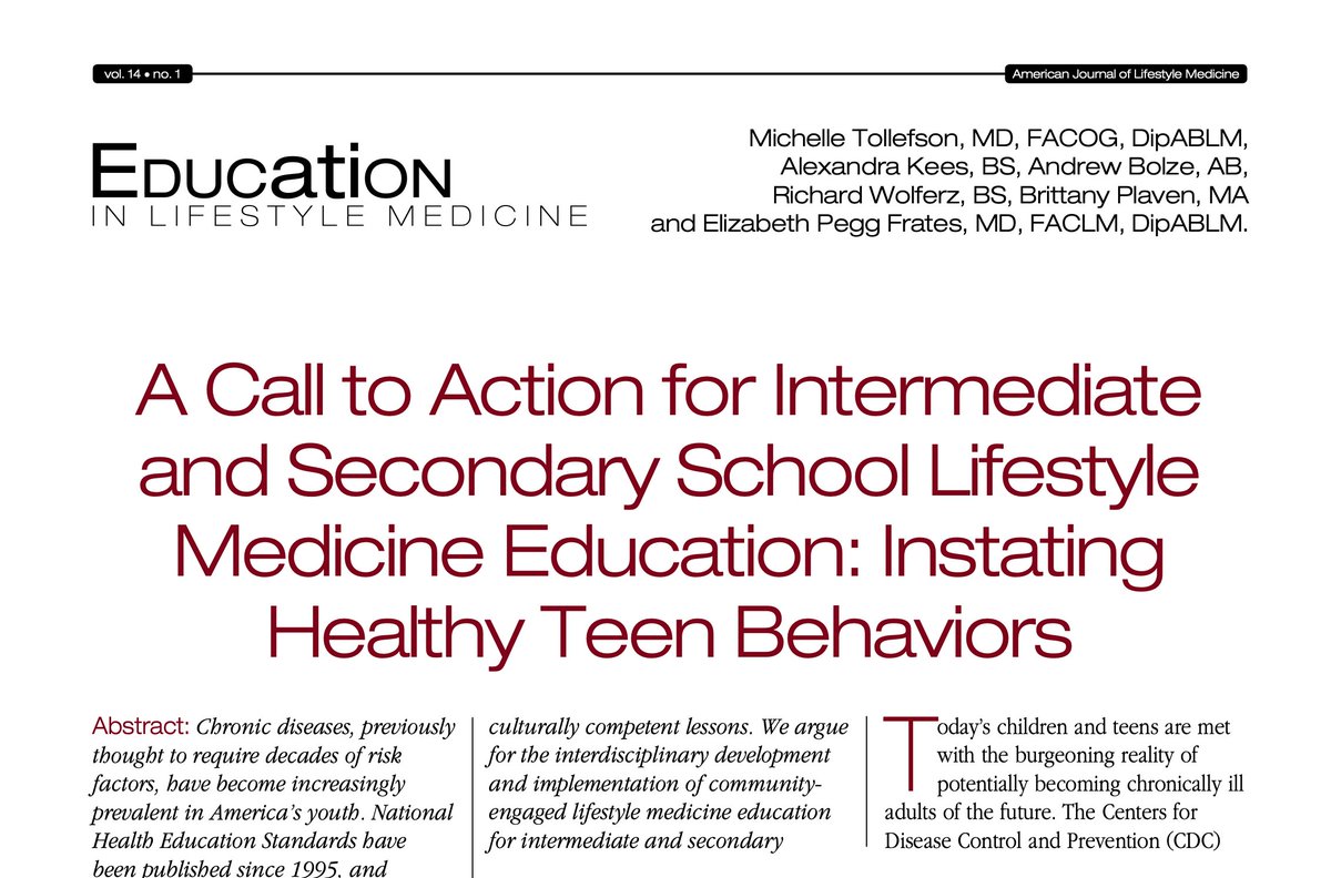 BethFratesMD's tweet image. Helping our youth to adopt and sustain healthy patterns of eating, exercising, sleeping, de-stressing, and socially connecting is key for their futures and ours. The teens today will be the leaders of tomorrow. pubmed.ncbi.nlm.nih.gov/31903080/ #lifestylemedicine #Teens #highschool