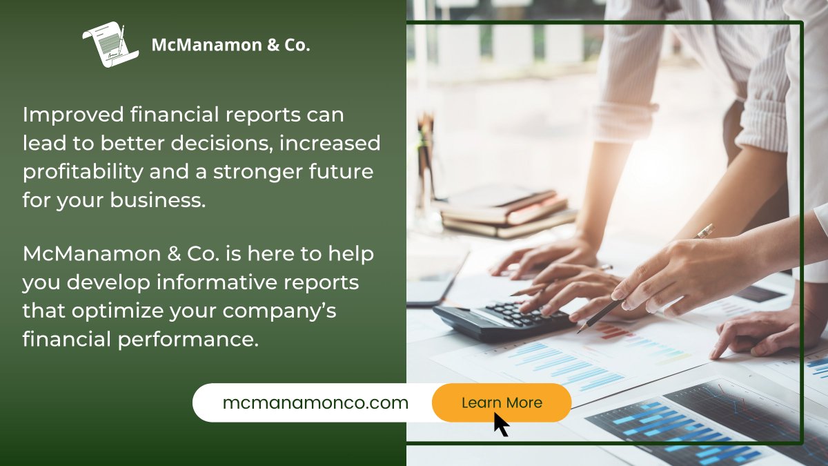 McManamonCPAs's tweet image. Whether you need help setting up your reporting systems for each month-end close, understanding what the numbers mean or forecasting for the year ahead, expert guidance makes a world of difference.

The professionals at #McManamonCo can help: ow.ly/OXjE50YRkBb

#smallbiz