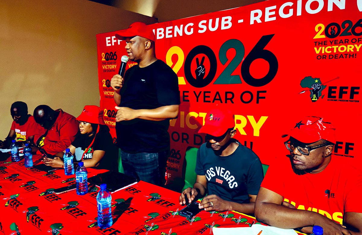 EffNorthwest's tweet photo. ♦️In Progress♦️

The Secretary General, Cmsr. Marshall Dlamini, is currently addressing branch Chairpersons and Secretaries of the EFF in Bojanala ahead of the Worker’s Day rally.

It’s all systems go, ke nako! https://t.co/r8enNFidgV